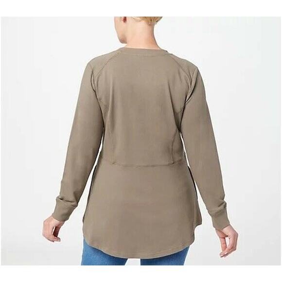 Denim & Co French Terry Knit Jacket XXS Rose Pink Zip Front Hi-Low NWOT - Picture 3 of 4